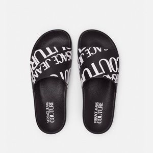 New Versace Jeans Couture Black Signature Pool Slide